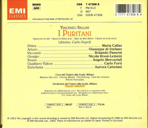 Maria Callas, di Stefano, Panerai, Rossi-Lemeni - Bellini: I Puritani (1992)