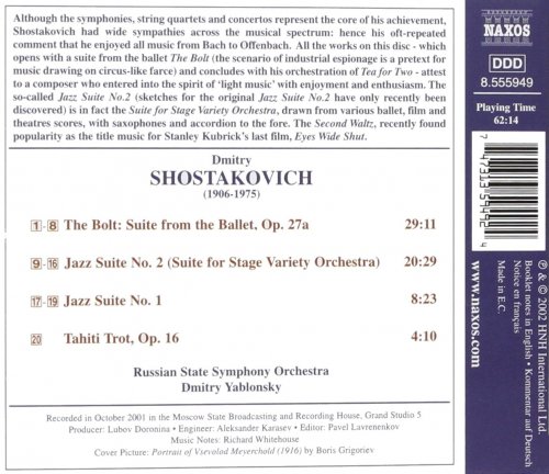 Dmitry Yablonsky, Russian State Symphony Orchestra - Shostakovich: Jazz Suites Nos. 1 - 2 - The Bolt - Tahiti Trot (2002) [Hi-Res]