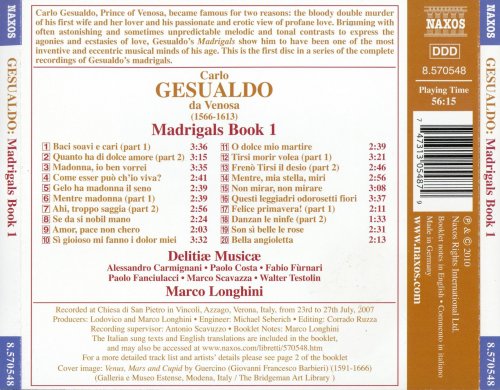 Delitiae Musicae, Marco Longhini - Gesualdo: Madrigals Book 1 (2010)