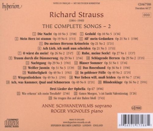 Anne Schwanewilms, Roger Vignoles - Strauss: The Complete Songs, Vol. 2 (2007)