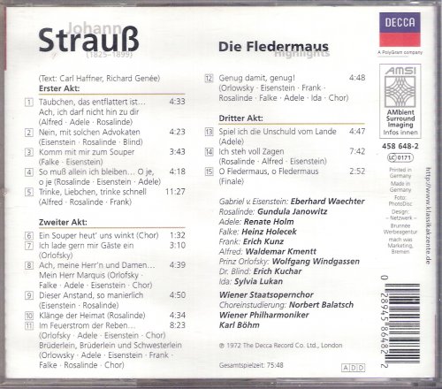 Wiener Staatsopernchor & Philharmoniker, Karl Böhm - Strauss: Die Fledermaus (2000)