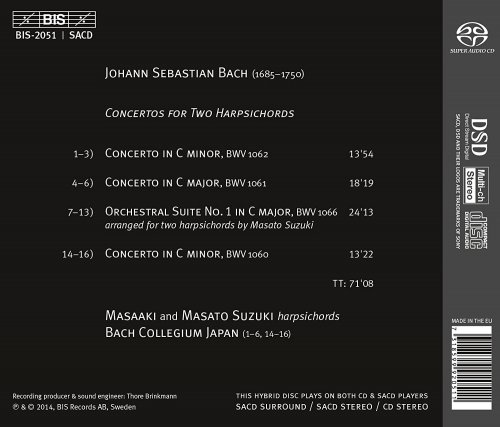 Masaaki Suzuki, Masato Suzuki, Bach Collegium Japan - Bach: Concertos for 2 Harpsichords (2014)