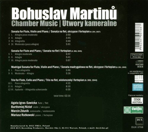 Agata Igras-Sawicka, Bartłomiej Nizioł, Marcin Zdunik, Mariusz Rutkowski - Martinů: Chamber Music (2013)