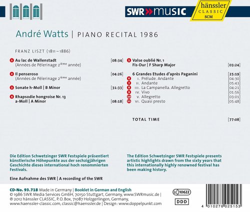 André Watts - Piano Recital 1986: Watts, Andre (2012)