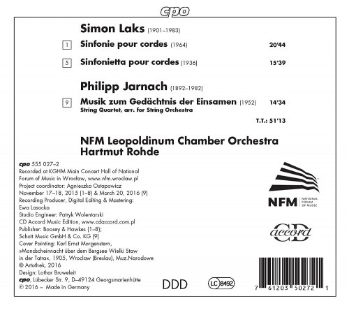 NFM Leopoldinum Chamber Orchestra, Hartmut Rohde - Laks & Jarnach: Orchestra Works (2017)