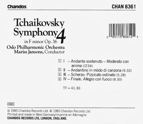 Oslo Philharmonic Orchestra, Mariss Jansons - Tchaikovsky : Symphony No. 4 (1985) CD-Rip