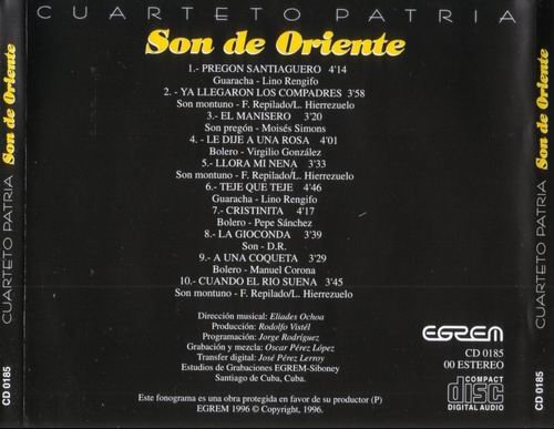 Cuarteto Patria - Son De Oriente (1996)