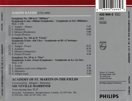Academy of St. Martin-in-the-Fields, Neville Marriner - Haydn: Symphonies Nos. 59, 100 & 101 (1987)