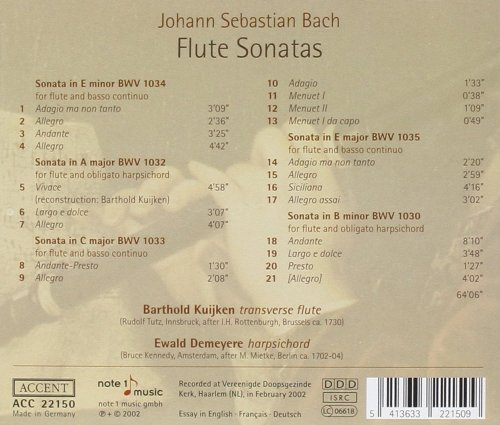 Barthold Kuijken, Ewald Demeyere - Bach, J.S.: Flute Sonatas, BWV 1030, 1032, 1033, 1034, 1035 (2000)