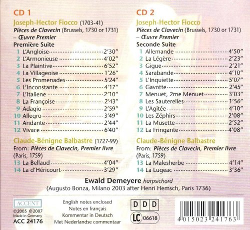 Ewald Demeyere - Fiocco, J.H.: 24 Pieces De Clavecin, Suites Nos. 1 and 2 (2007)