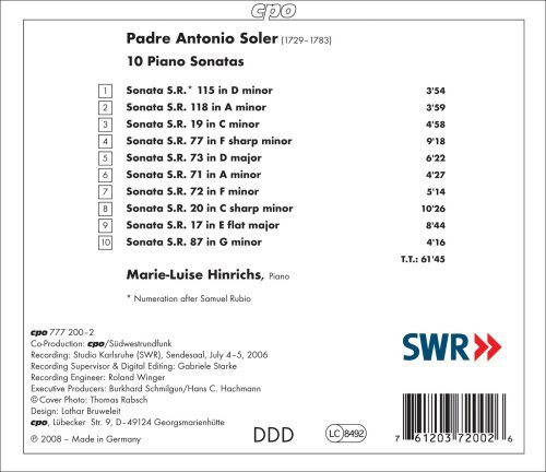 Marie-Luise Hinrichs - Soler, A.: 10 Piano Sonatas (2008)