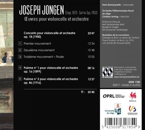 Henri Demarquette, Orchestre Philharmonique Royal de Liège, Christian Arming - Jongen: Œuvres pour violoncelle et orchestre (2017) [Hi-Res]