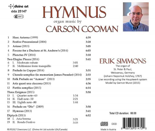 Erik Simmons - Hymnus: Music for Organ by Carson Cooman (2017) [Hi-Res]