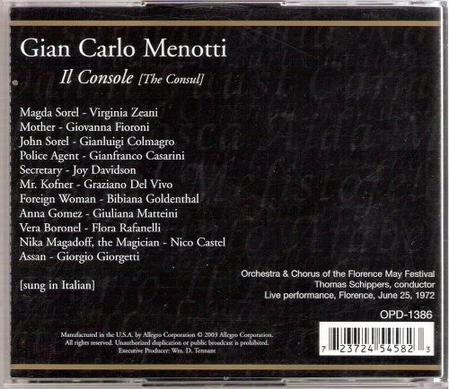 Virginia Zeani, Gianluigi Colmagro, Giovanna Fioroni, Thomas Schippers - Menotti: Il Console (2003)