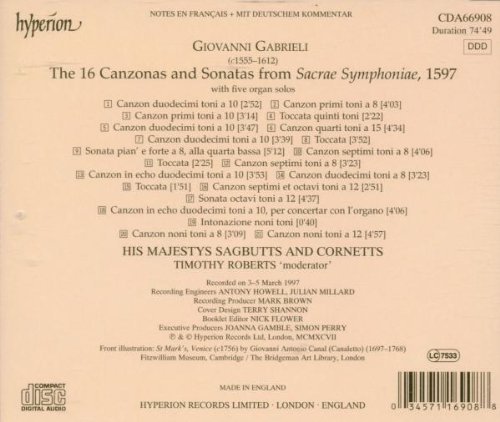 His Majestys Sagbutts and Cornetts, Timothy Roberts - Gabrieli: Canzonas And Sonatas From Sacrae Symphoniae (1997)