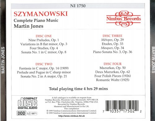 Martin Jones - Szymanowski: Complete Piano Music (1999)