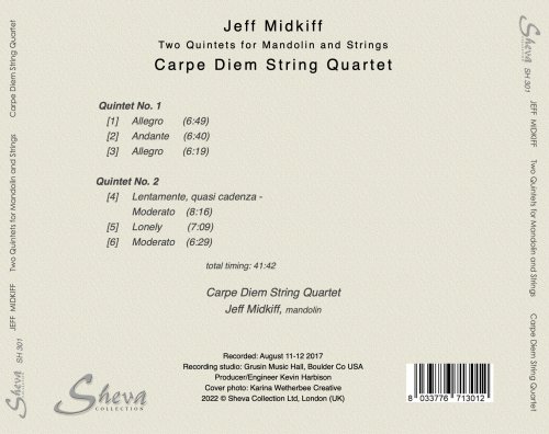 Carpe Diem String Quartet - Jeff Midkiff: Two Quintets for Mandolin & Strings (2022)
