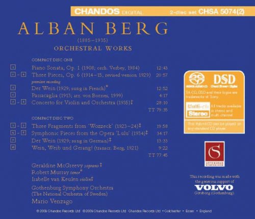 Gothenburg Symphony Orchestra, Mario Venzago - Berg: Orchestral Works (2009)