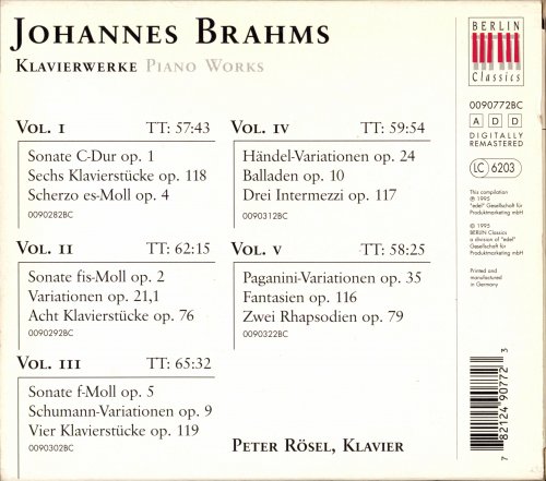 Peter Rosel - Brahm: Piano Works (1995) [5CD Box Set]
