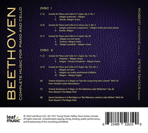Robert deMaine, Peter Takacs - Beethoven: Complete Music for Cello & Piano (2022) [Hi-Res]