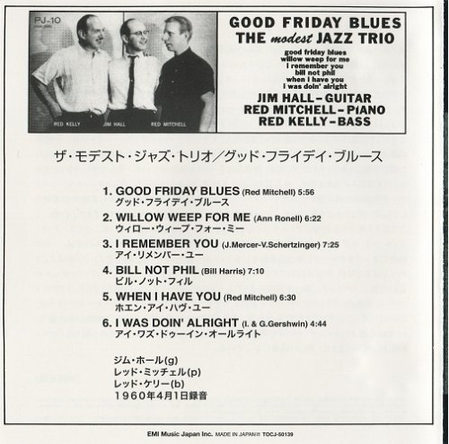 The Modest Jazz Trio - Good Friday Blues (1960) [2011 Jazz名盤 999 Best & More]