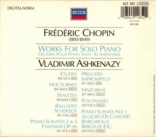 Vladimir Ashkenazy - Chopin: Works for Solo Piano (1986) [13CD Box Set]