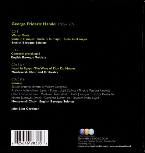 John Eliot Gardiner, Della Jones, Norma Burrowes - Handel: Water Music / Concerti Grossi / Israel in Egypt / The Ways of Zion Do Mourn / Semele (2007)