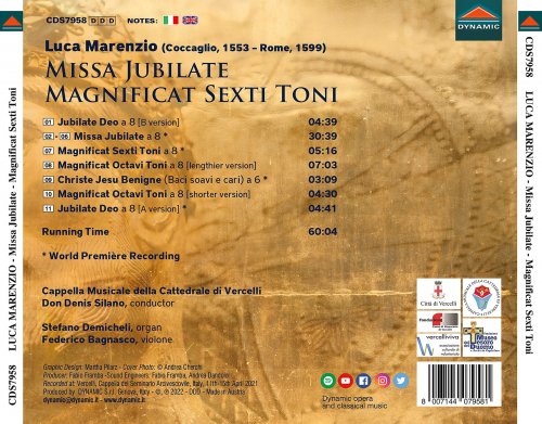 Federico Bagnasco, Stefano Demicheli, Cappella Musicale Della Cattedrale di Vercelli, Don Denis Silano - Marenzio: Missa Jubilate, Magnificat sexti toni & Other Works (2022) [Hi-Res]