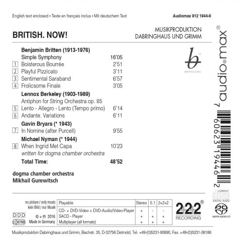 dogma chamber orchestra - Britten, Berkeley, Bryars & Nyman: British. Now! (2016) [Hi-Res]