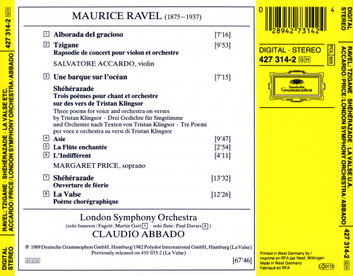 London Symphony Orchestra, Claudio Abbado - Ravel: Tzigane / Shéhérazade / Alborada Del Gracioso Une Barque (1989)