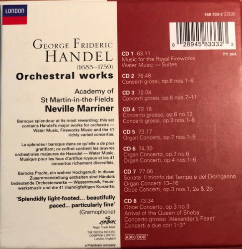 Neville Marriner - Handel: Orchestral Works (1998) [8CD Box Set]