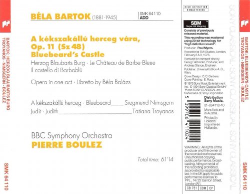 Pierre Boulez, Tatiana Troyanos, Siegmund Nimsgern - Bartók: Bluebeard's Castle (1994)