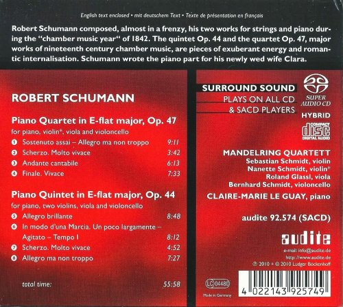 Mandelring Quartett, Claire-Marie Le Guay - Schumann: Piano Quartet, Piano Quintet (2010) CD-Rip