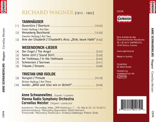 Radio Symphonieorchester Wien, Anne Schwanewilms, Cornelius Meister - Wagner: Wesendonck Lieder - Tannhäuser - Tristan und Isolde (2014) [Hi-Res]