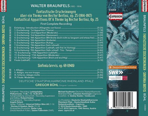 Staatsphilharmonie Rheinland-Pfalz, Gregor Bühl - Braunfels: Phantastische Ersheinungen eines Themas von Berlioz, Op. 25 & Sinfonia brevis, Op. 69 (2019) [Hi-Res]