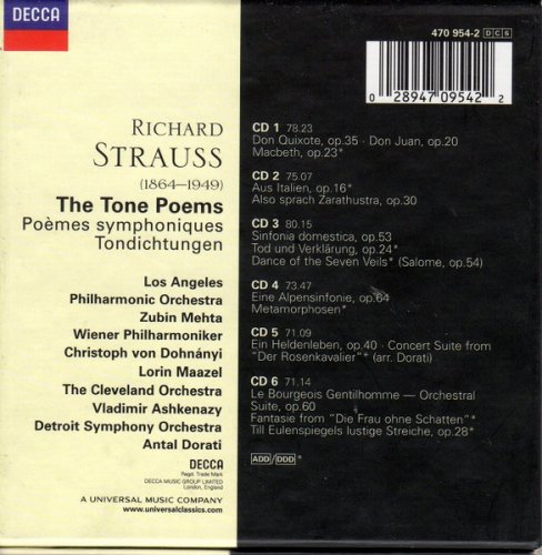 Zubin Mehta, Vladimir Ashkenazy, Antal Doráti, Lorin Maazel - Strauss: The Tone Poems (2002) [6CD Box Set]