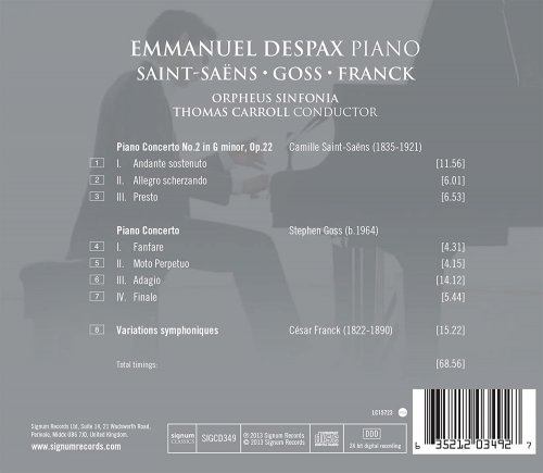 Orpheus Sinfonia, Thomas Carroll, Emmanuel Despax - Saint-Saëns, Goss, Franck: Works for Piano & Orchestra (2013) [Hi-Res]