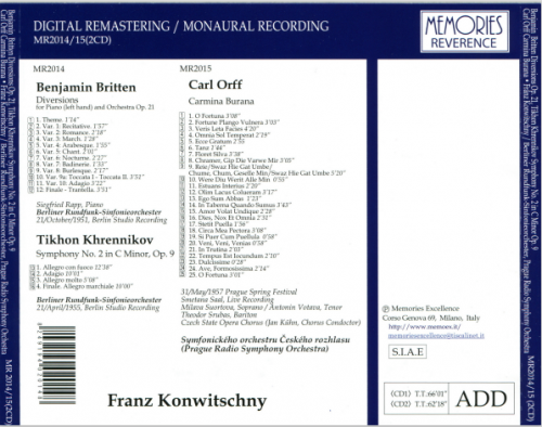 Franz Konwitschny - Orff: Carmina Burana / Britten: Diversions / Khrennikov: Symphonie Nr.2 (2011)