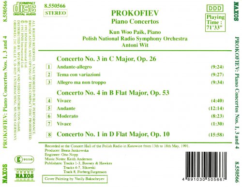 Kun-Woo Paik, Antoni Wit, Polish National Radio Symphony Orchestra - Prokofiev: Piano Concertos Nos. 1, 3 & 4 (1992) [Hi-Res]