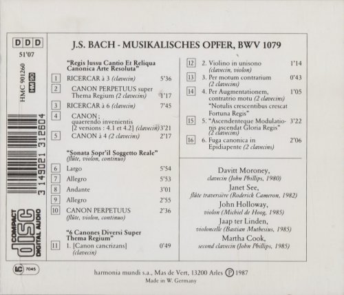 Davitt Moroney - J.S. Bach: Musikalisches Opfer (1987) CD-Rip