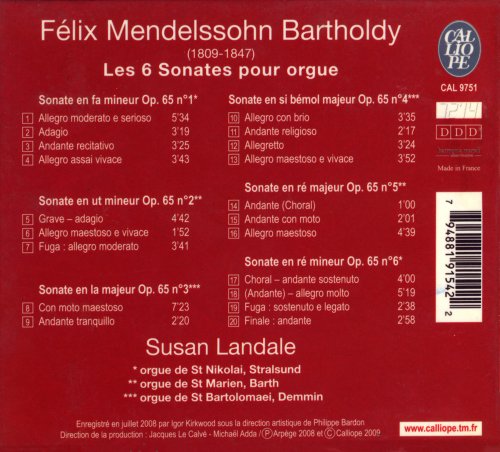 Susan Landale - Mendelssohn: Les 6 Sonates pour Orgue (2009)