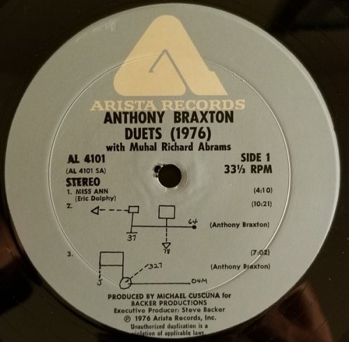 Anthony Braxton With Muhal Richard Abrams -Duets (1976) LP