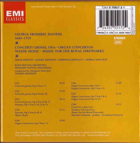 Yehudi Menuhin - Handel: Concerti Grossi, Water Music, etc (2002) [8CD Box Set]