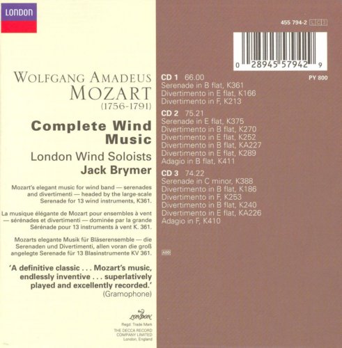 Jack Brymer - Mozart: Complete Wind Music (1998) [3CD Box Set]