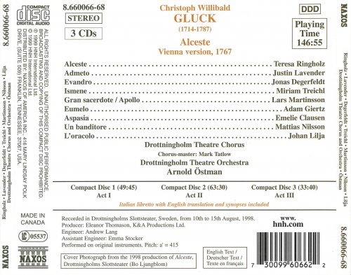 Drottningholm Theatre Chorus, Drottningholm Court Theatre Orchestra, Arnold Ostman - Gluck: Alceste (1999)