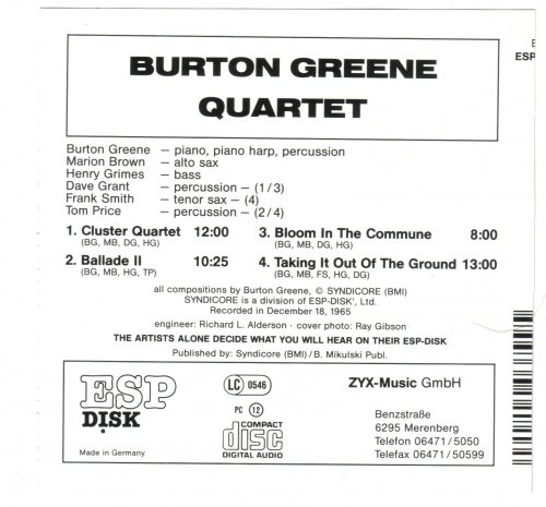 Burton Greene - Burton Greene Quartet (2002)