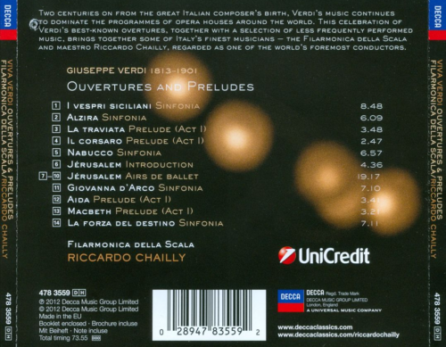 Riccardo Chailly, Filarmonica Della Scala - Viva Verdi: Ouvertures & Preludes (2013) CD-Rip