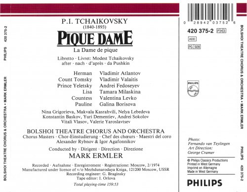 Bolshoi Theatre Chorus and Orchestra, Mark Ermler - Tchaikovsky: Pique Dame (1985)