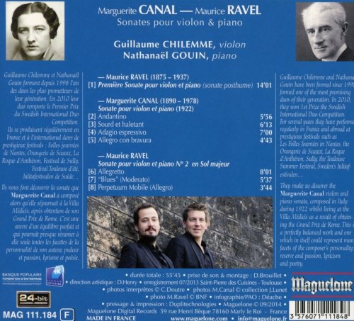 Guillaume Chilemme, Nathanaël Gouin - Ravel & Canal: Sonates pour violon et piano (2015)