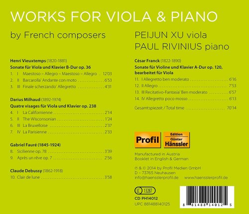 Peijun Xu - Works for Viola & Piano by French Composers (2015)